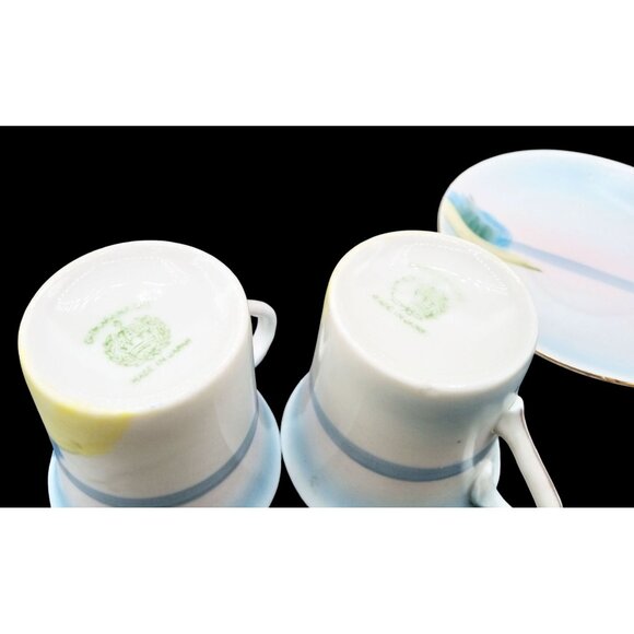 Chikaramachi Tea Cups Saucer Set Cottage Landscape Porcelain Japanese Vintage - Picture 10 of 13